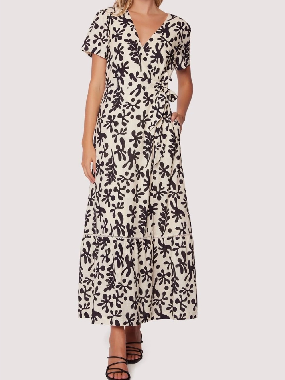 Lost + Wander Minerva’s Spell Cream Maxi Dress with Black Floral Print